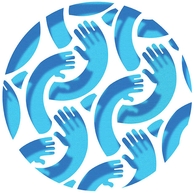 The same hands of the logo, but the have shadows inside them.